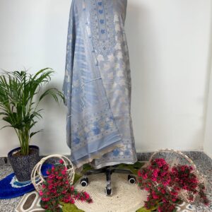 Grey warm winter all over weaving 3 piece suit set.