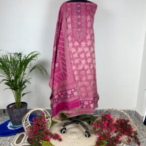 Pink warm winter all over weaving 3 piece suit set.